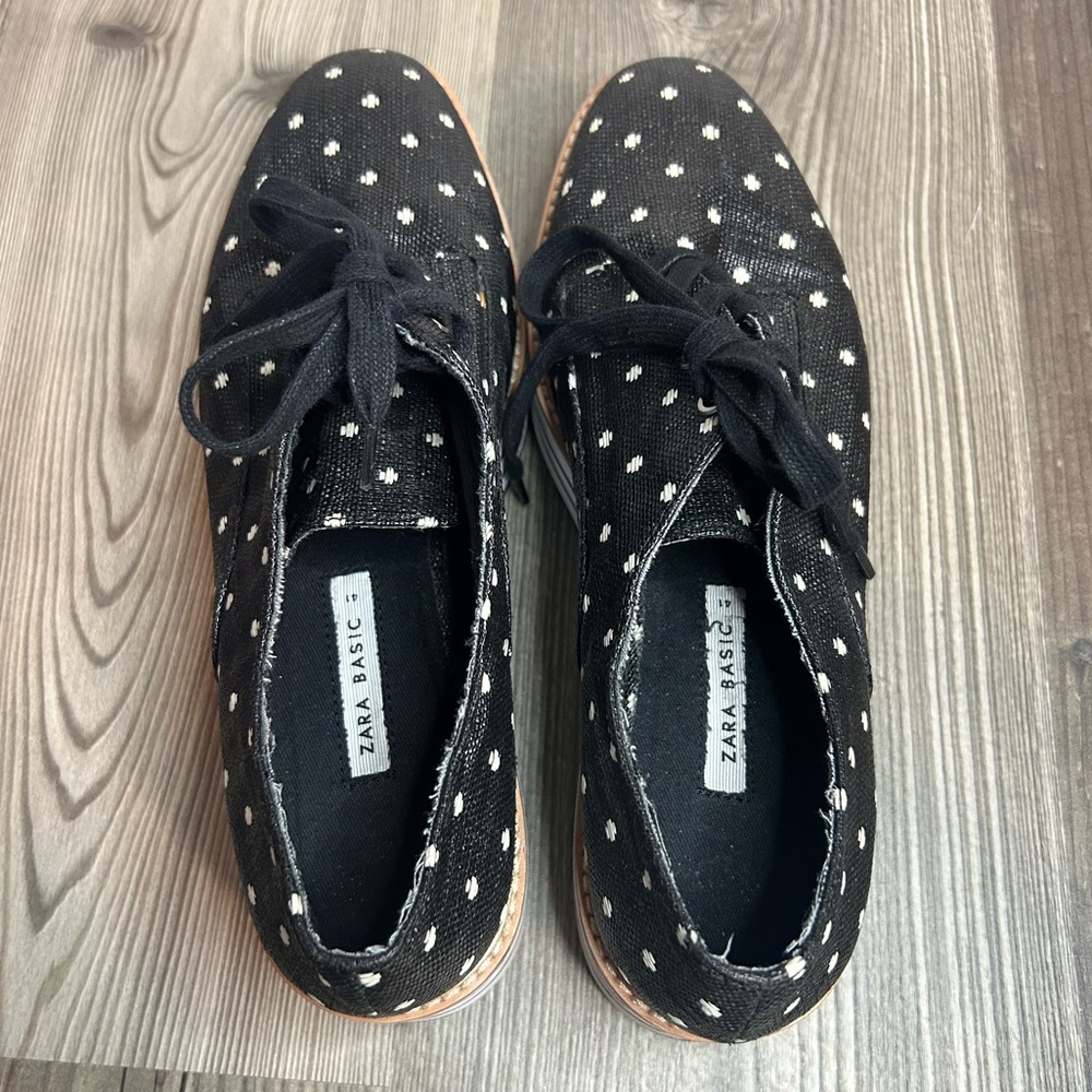 Black and White Polka Dot Platform Sneakers - Picture 2 of 4